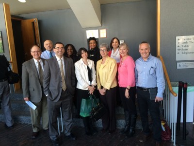 L to R: Ron Hasseltine, David Foss, David Murphy, Maxine Samuels, Mary Markel Murphy, Cheryl Charles, Tina Gilman, Cathy Bourgeois, Mary Young, and RLE Director Yoel Fink